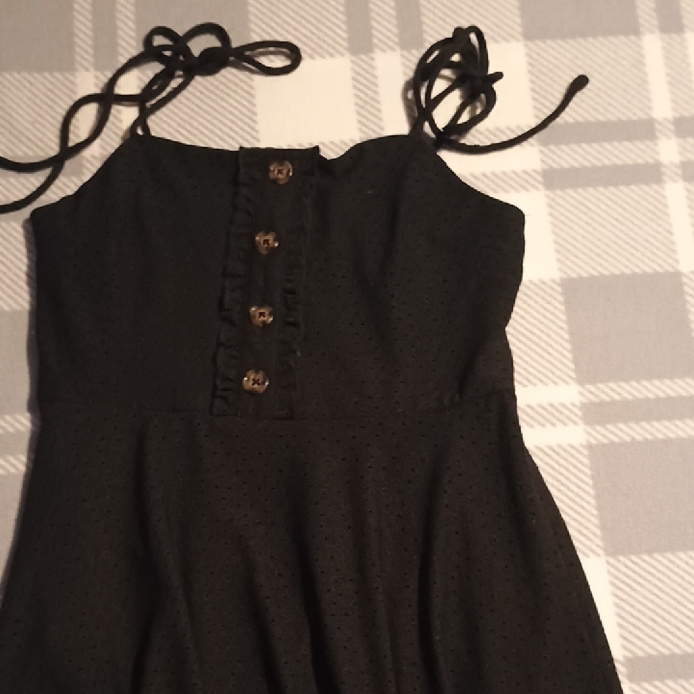 Black Dress with Button Detail